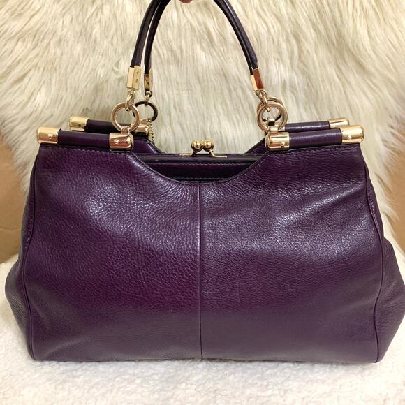COACH MADISON Purple Leather Dowel Framed CAROLINE CARRIE Satchel Shoulder Bag - Picture 5 of 16